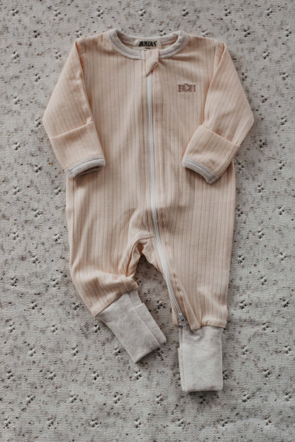 Ribbed Zip Suit | Blush