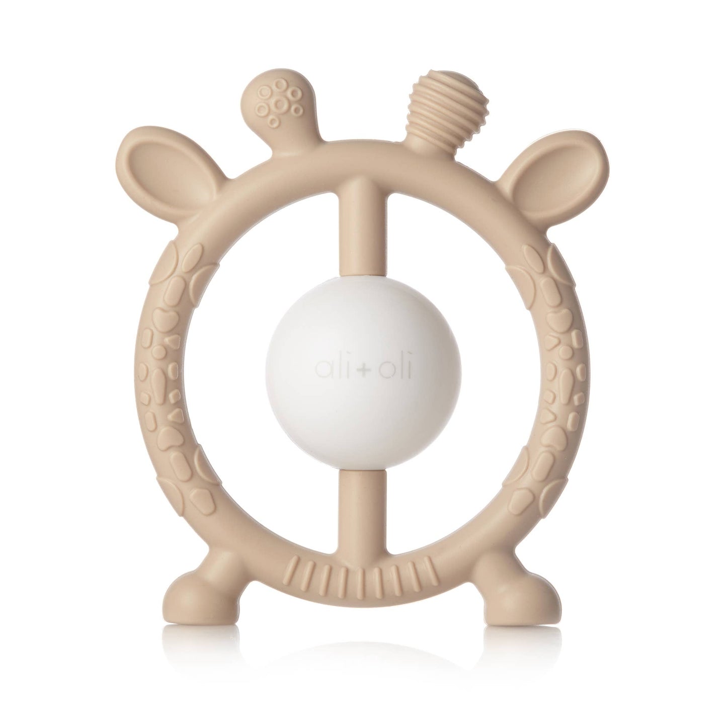 Giraffe Teether & Rattle Silicone Toy | Taupe