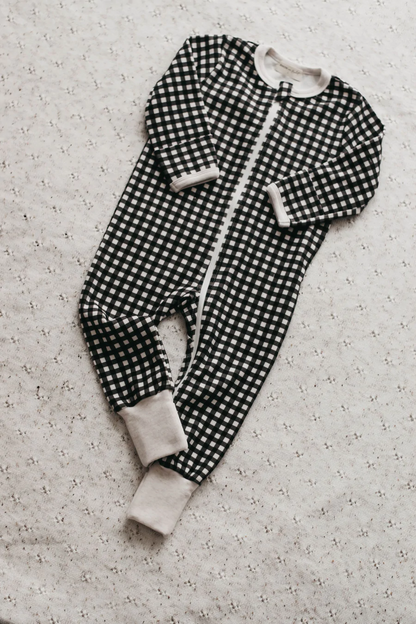 Gingham Zip Suit | Black