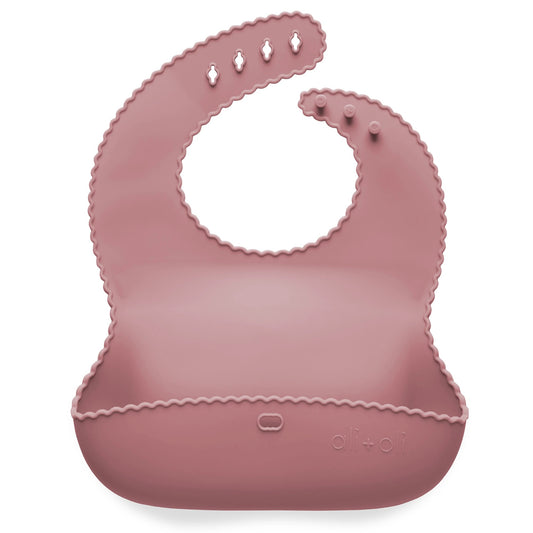 Wavy Edge Silicone Roll-Up Bib | Dusty Rose