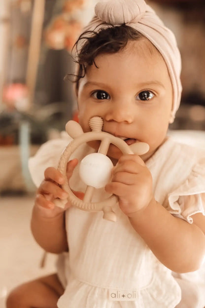 Giraffe Teether & Rattle Silicone Toy | Taupe